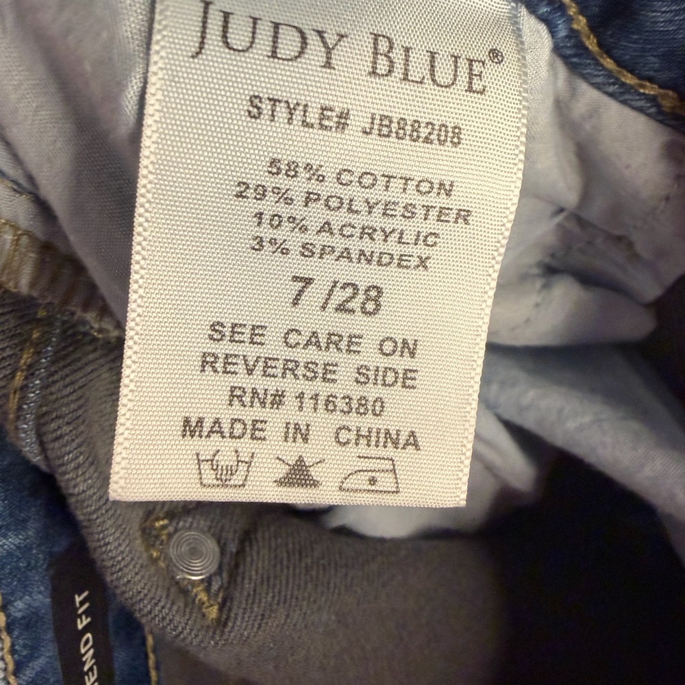 Judy Blue 7/28 High Rise Skinny Jeans Raw Hem Stretch Denim Women - Picture 2 of 6